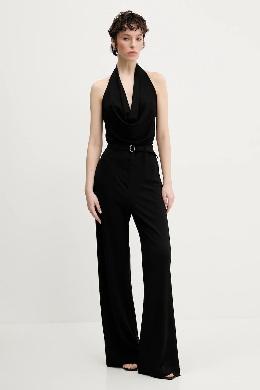 HUGO salopetă culoarea negru, cu decolteu in v, 50537620