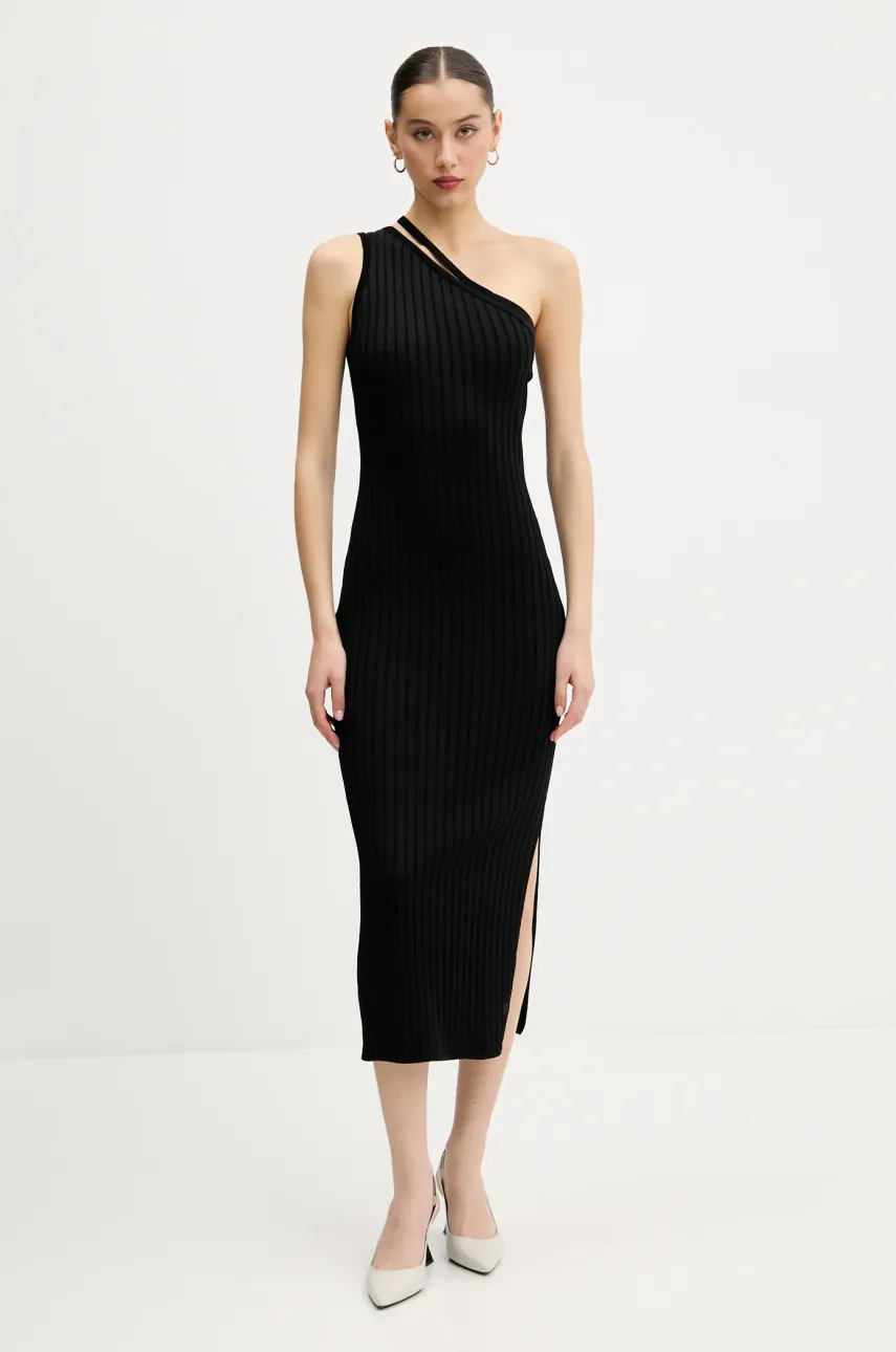 HUGO rochie culoarea negru, maxi, mulata, 50538218