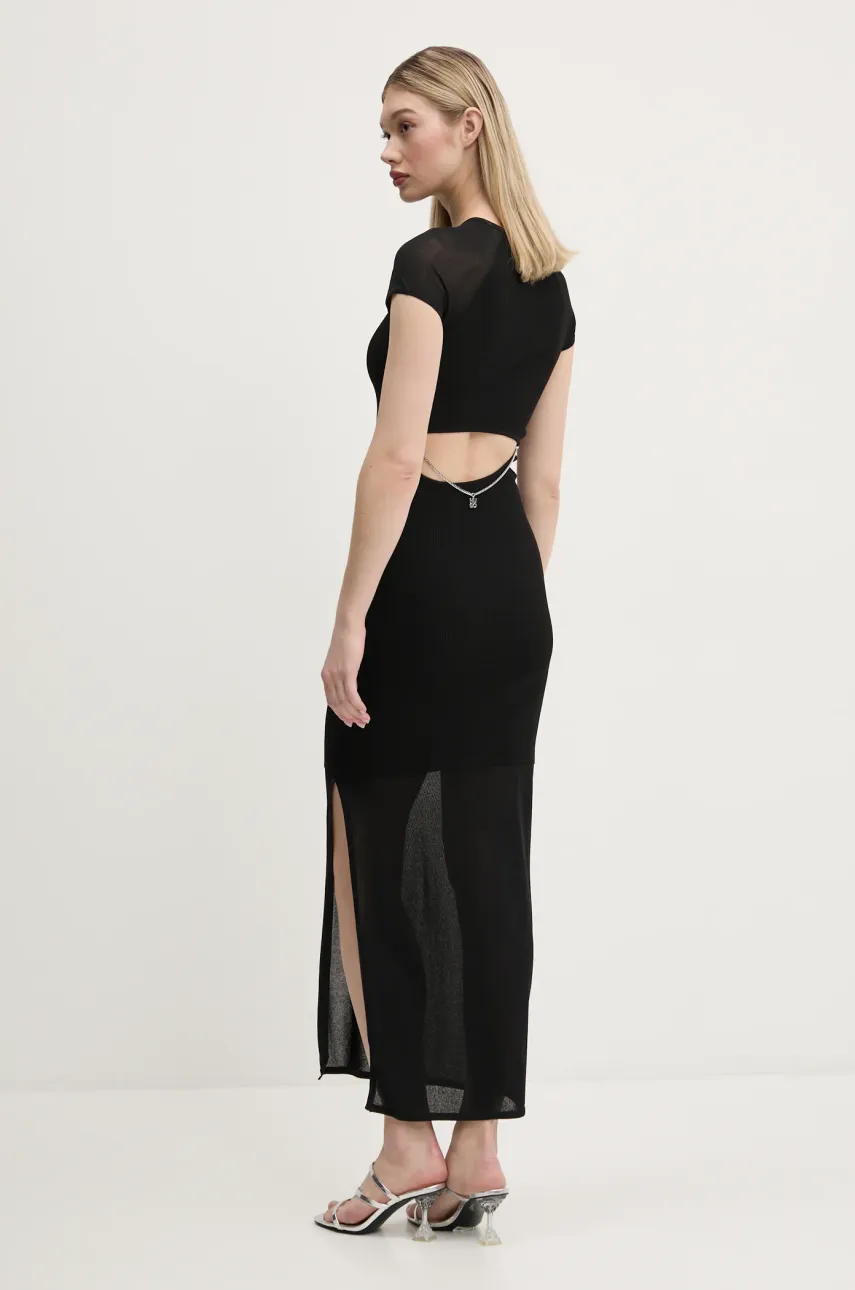 HUGO rochie culoarea negru, maxi, mulată, 50538233