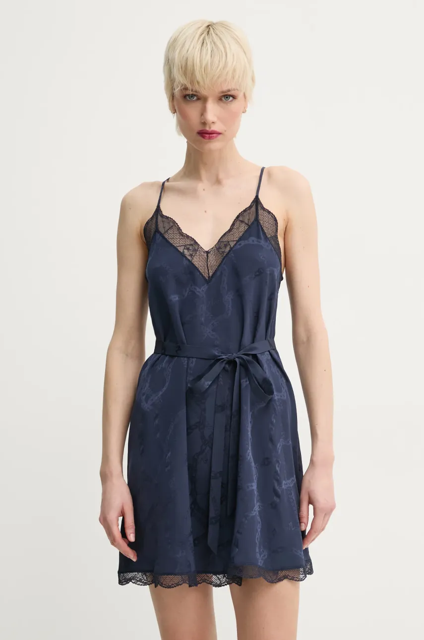Levně Hedvábné šaty ZADIG&VOLTAIRE tmavomodrá barva, mini, WWDR02421