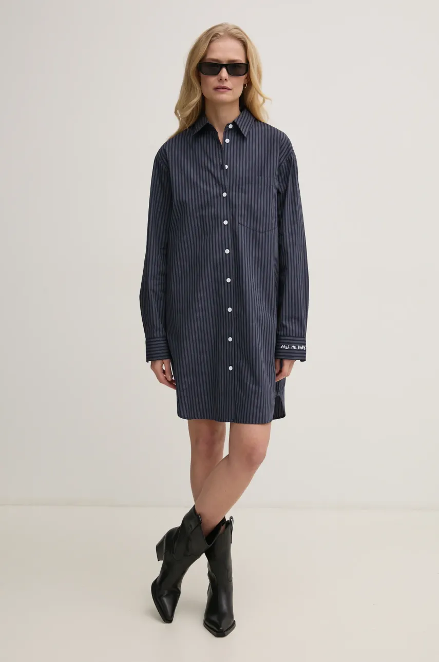 ZADIG&VOLTAIRE rochie din bumbac culoarea bleumarin, mini, oversize, WWDR02517