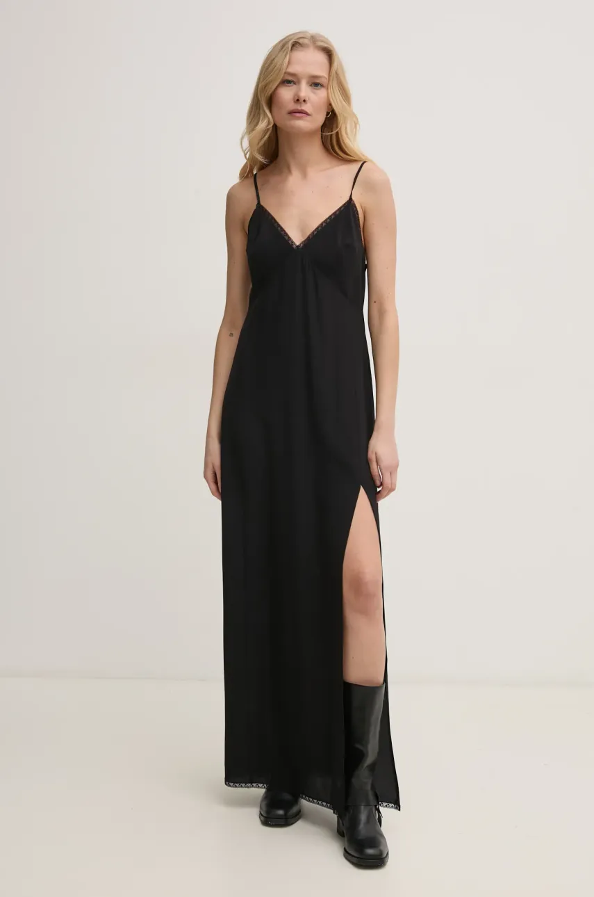 ZADIG&VOLTAIRE rochie de matase culoarea negru, maxi, evazată, WWDR02529