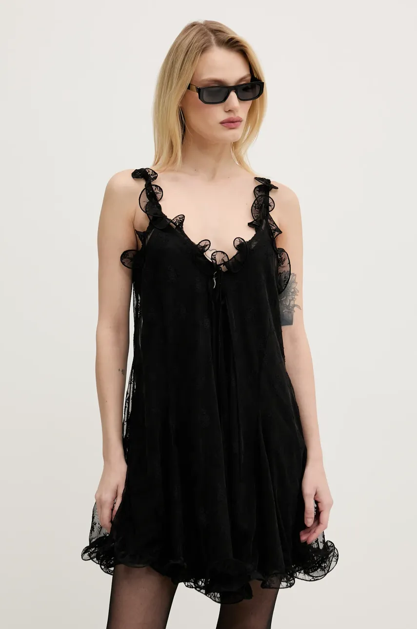 Aniye By rochie culoarea negru, mini, evazată, 185710