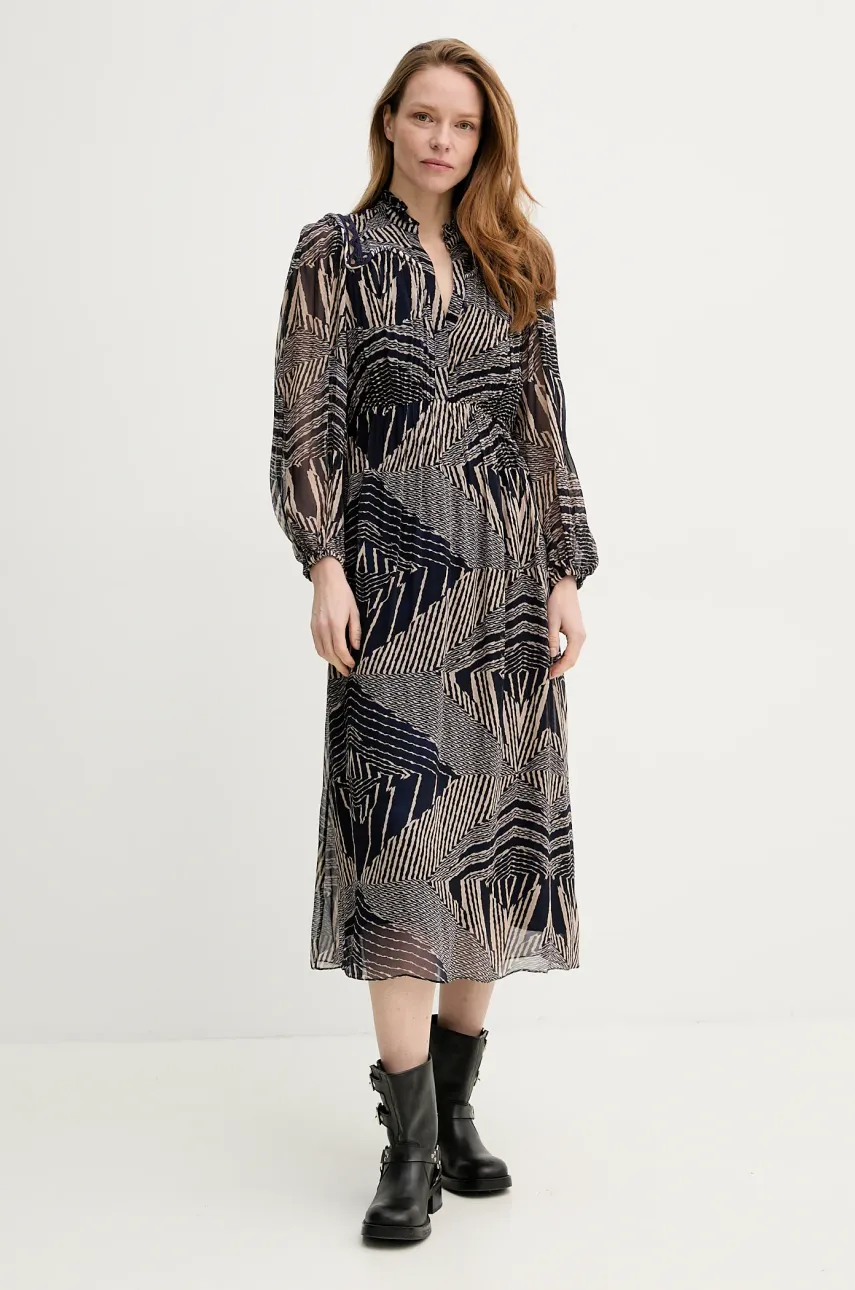 BA&SH rochie ANTAL culoarea bleumarin, maxi, evazată, 1E25ANTA