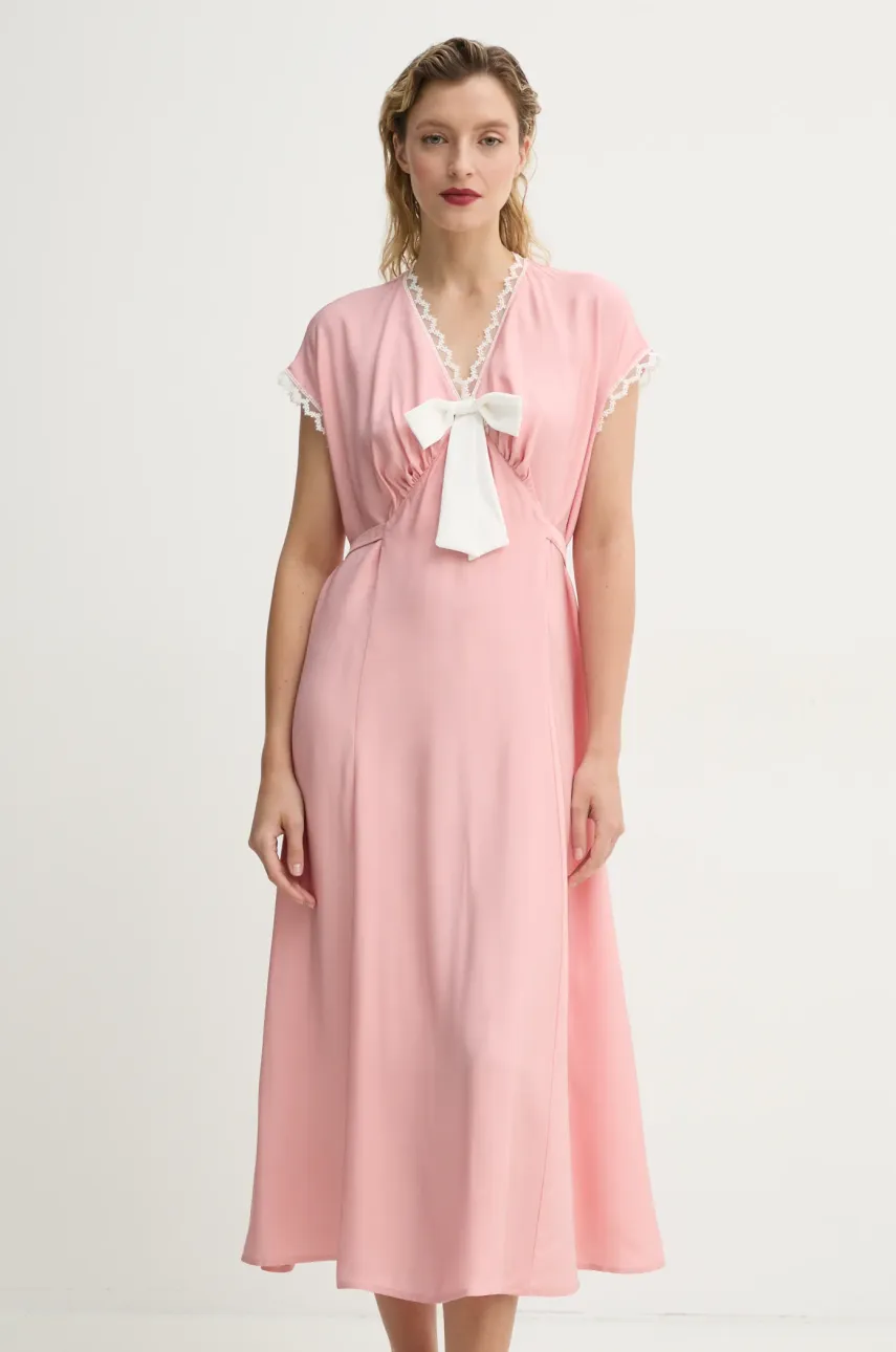 The Sleeper rochie culoarea roz, midi, evazată, BWDR03P006B