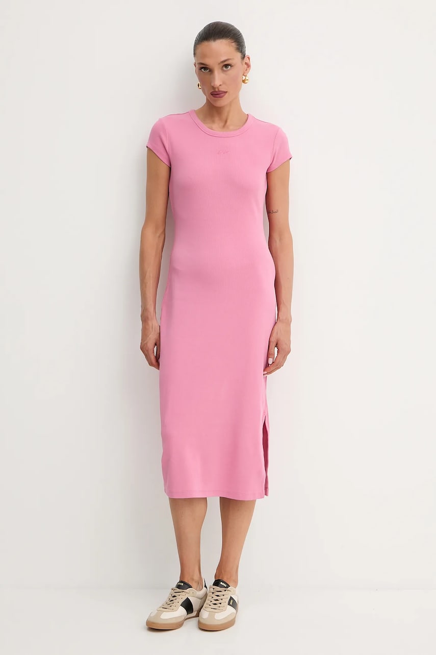 BOSS Orange rochie culoarea roz, mini, mulată, 50536979