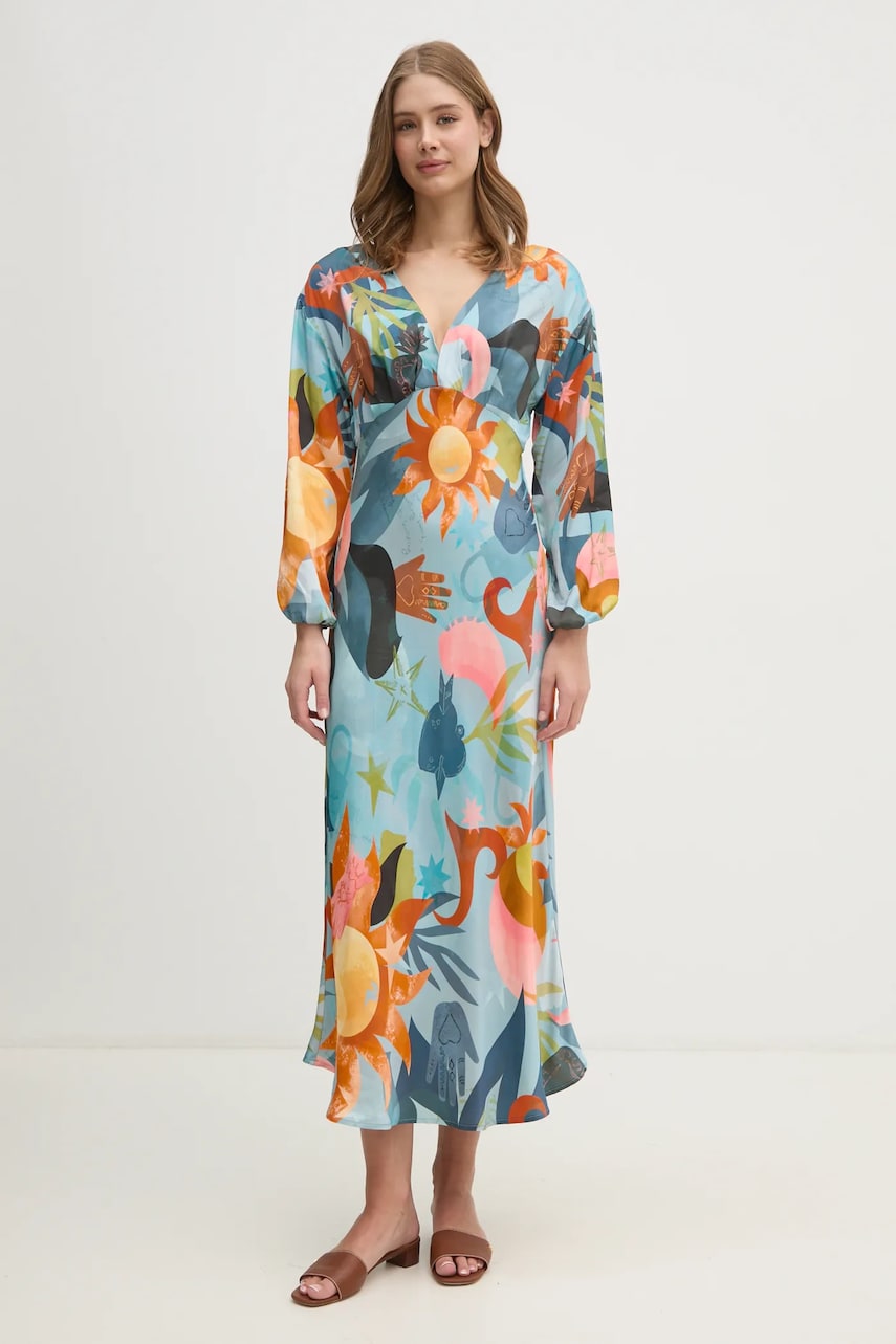 Never Fully Dressed rochie Balearic Emma maxi, evazată, NFDDR1767