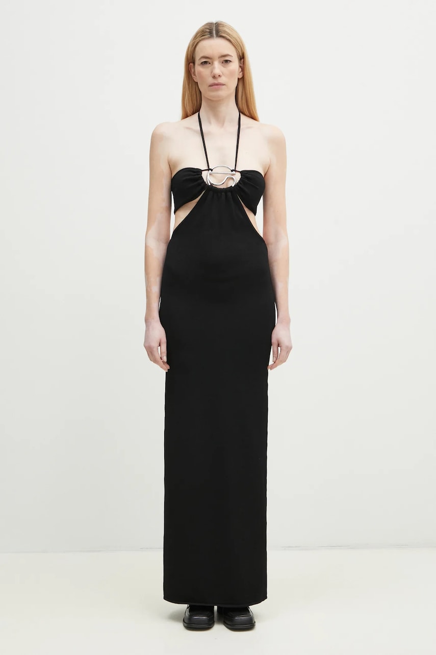 Сукня Coperni Knitted Halter колір чорний maxi облягаюча COPML135Y3010