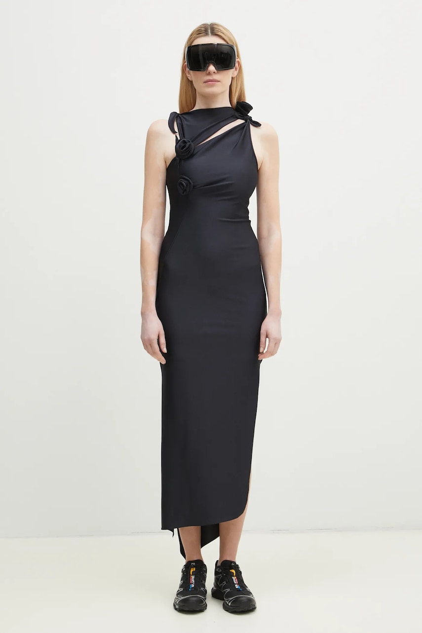 Сукня Coperni Asymmetric Flower колір чорний maxi облягаюча COPR44545C