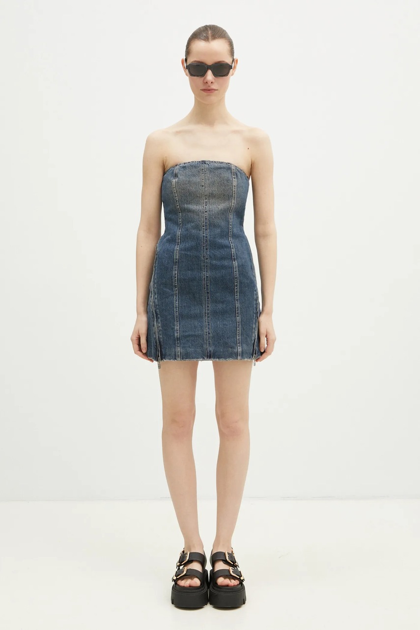 Джинсова сукня KSUBI Avenue Dress Sandstorm колір синій mini облягаюча WPS25DR006