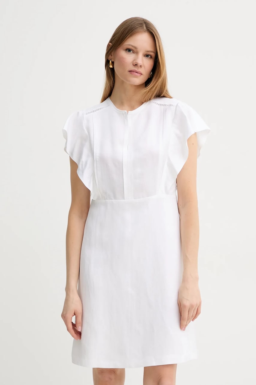 BOSS rochie culoarea bej, mini, dreaptă, 50537402