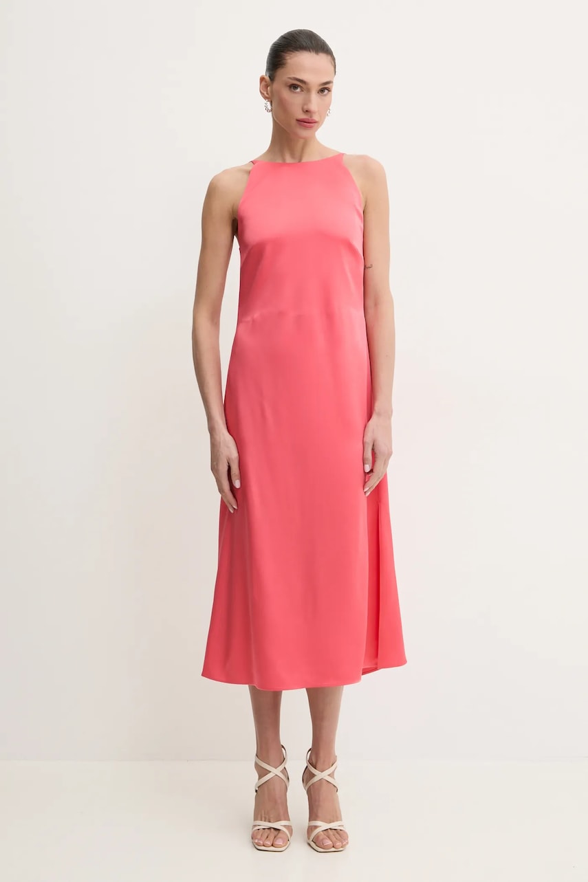 BOSS rochie culoarea roz, midi, dreaptă, 50537667 BOSS rochie culoarea roz, midi, dreaptă, 50537667