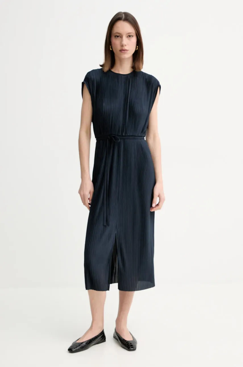 BOSS rochie culoarea bleumarin, midi, dreaptă, 50521881