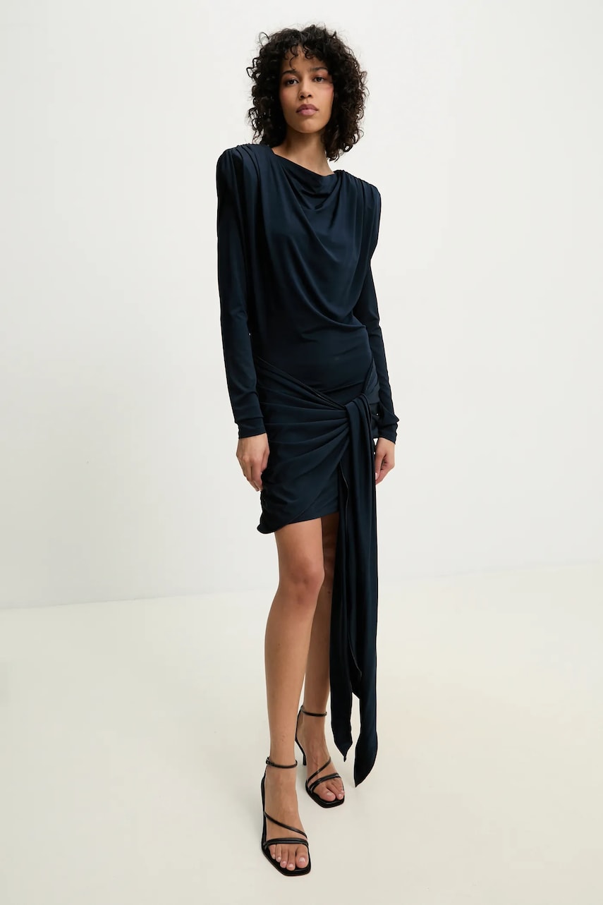 Rotate rochie culoarea bleumarin, mini, mulată, 1137022318