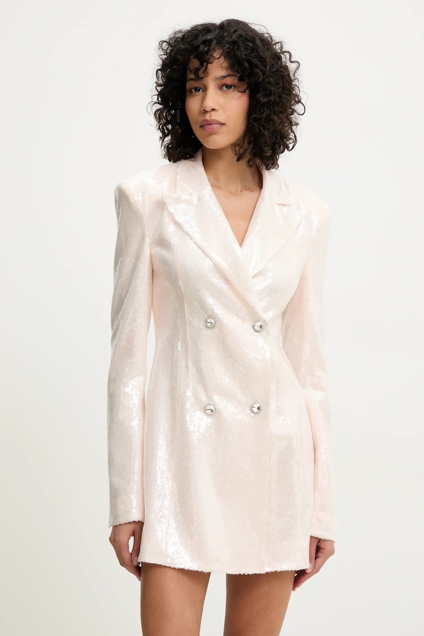 Rotate rochie culoarea bej, mini, mulată, 113739800