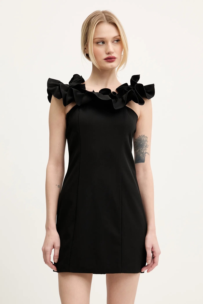 Rotate rochie culoarea negru, mini, mulată, 113810100