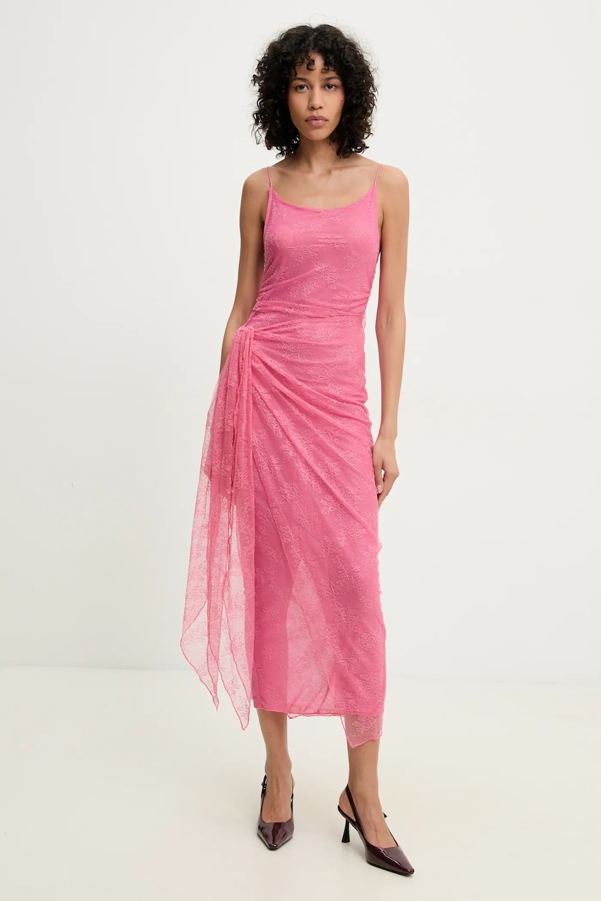 Rotate rochie culoarea roz, midi, mulată, 113832551