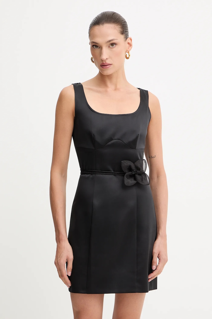 Rotate rochie culoarea negru, mini, mulată, 114492100