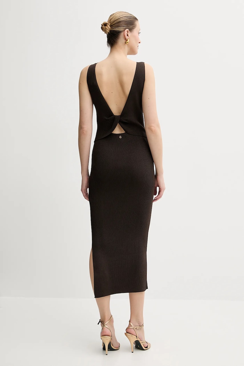 Сукня Guess JIULIA колір коричневий maxi облягаюче W5GK47 Z3L10