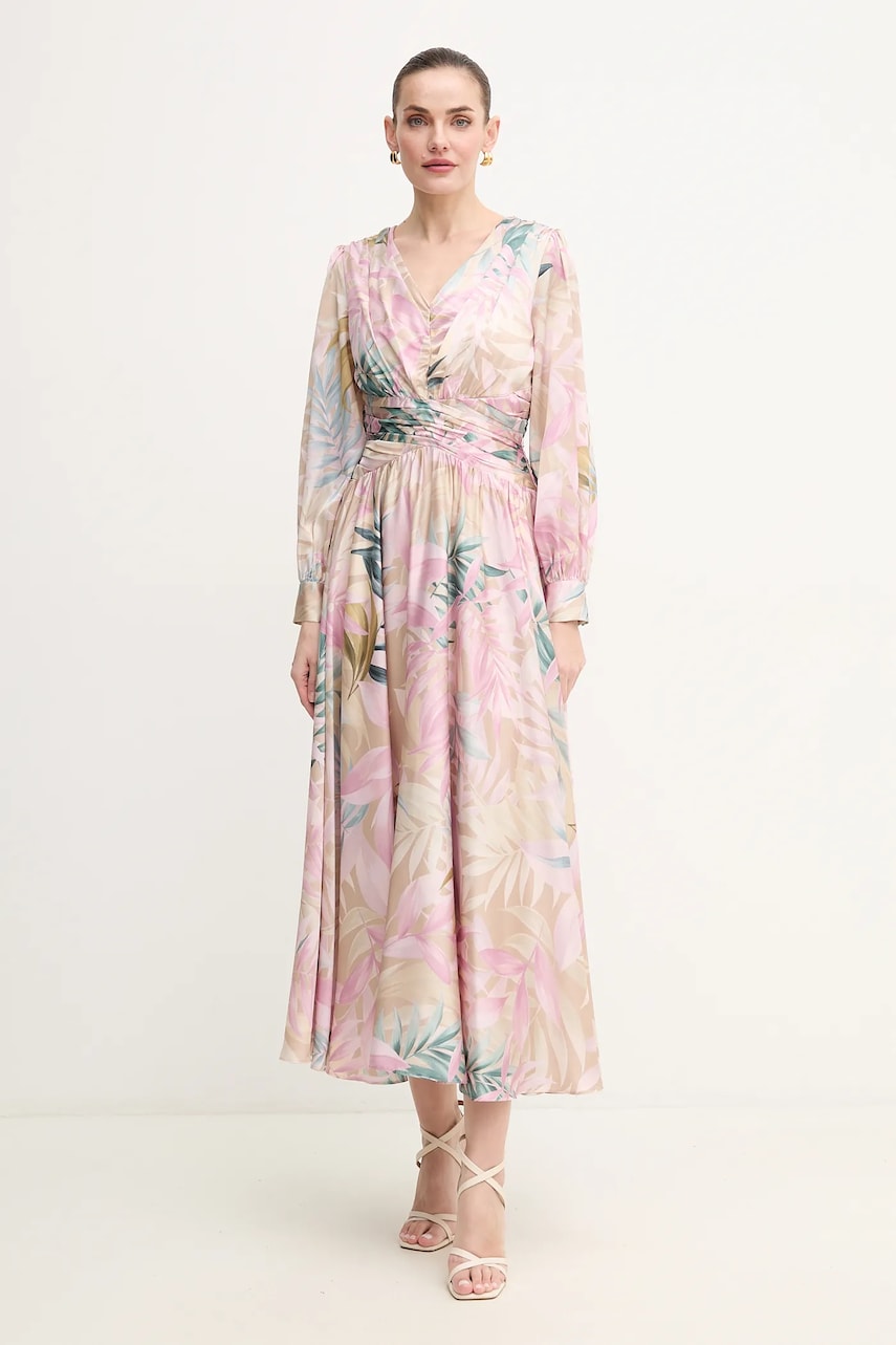 Сукня Guess HELENE колір рожевий maxi розкльошена W5PK1U WD8G2