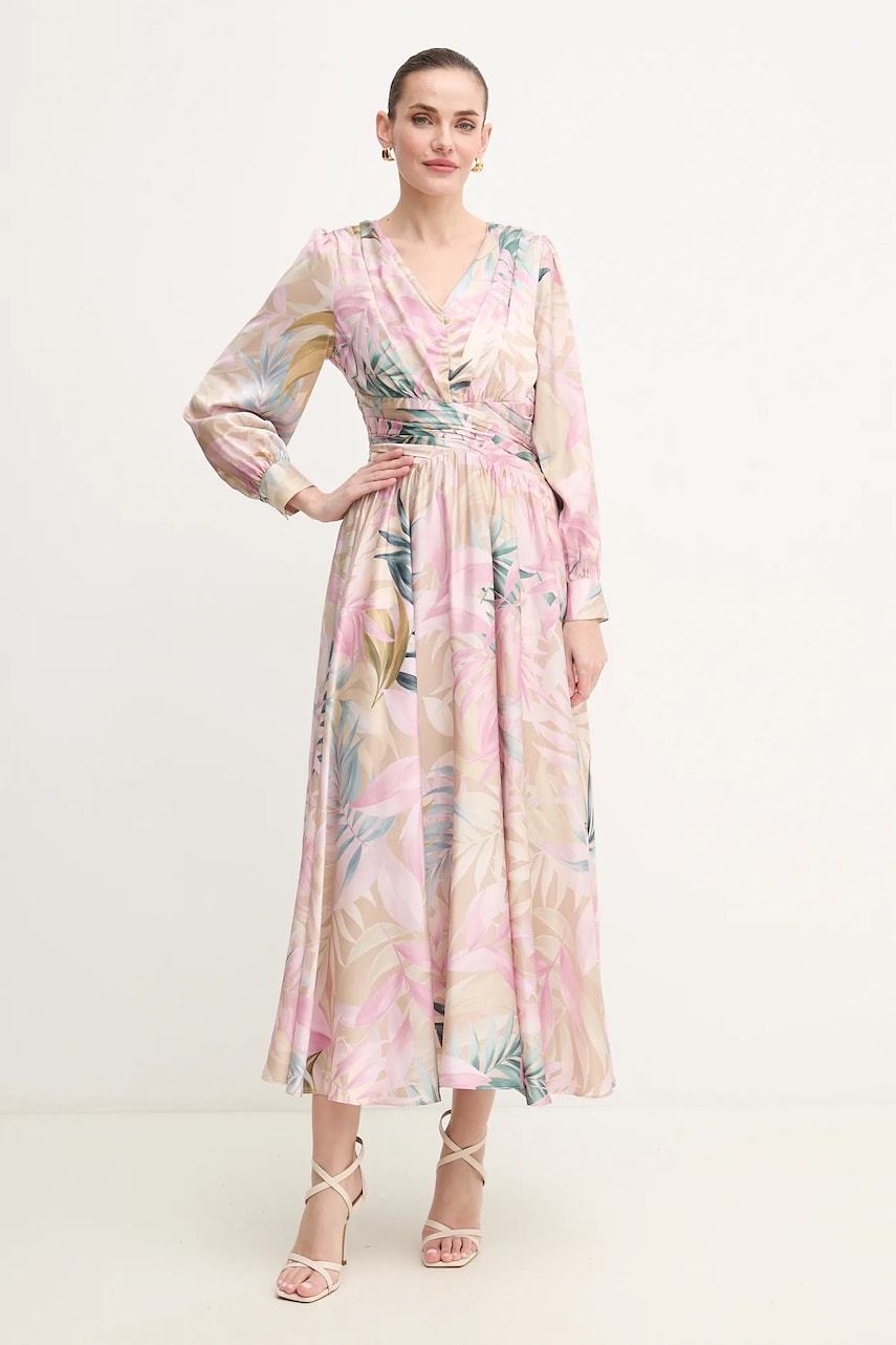 Сукня Guess HELENE колір рожевий maxi розкльошена W5PK1U WD8G2