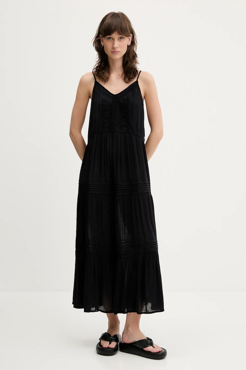 Сукня Superdry колір чорний midi розкльошена W8011908A-02A