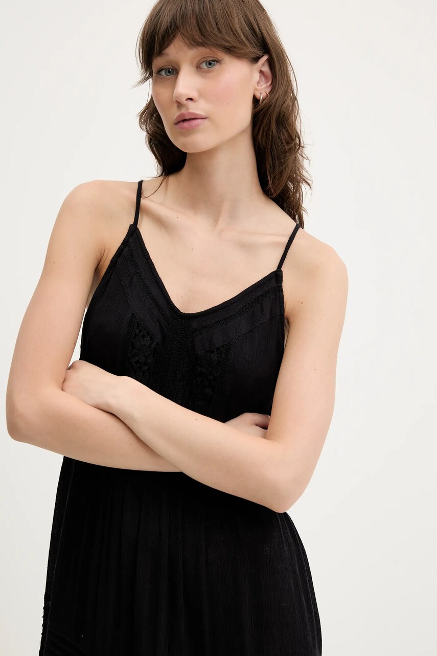 Сукня Superdry колір чорний midi розкльошена W8011908A-02A