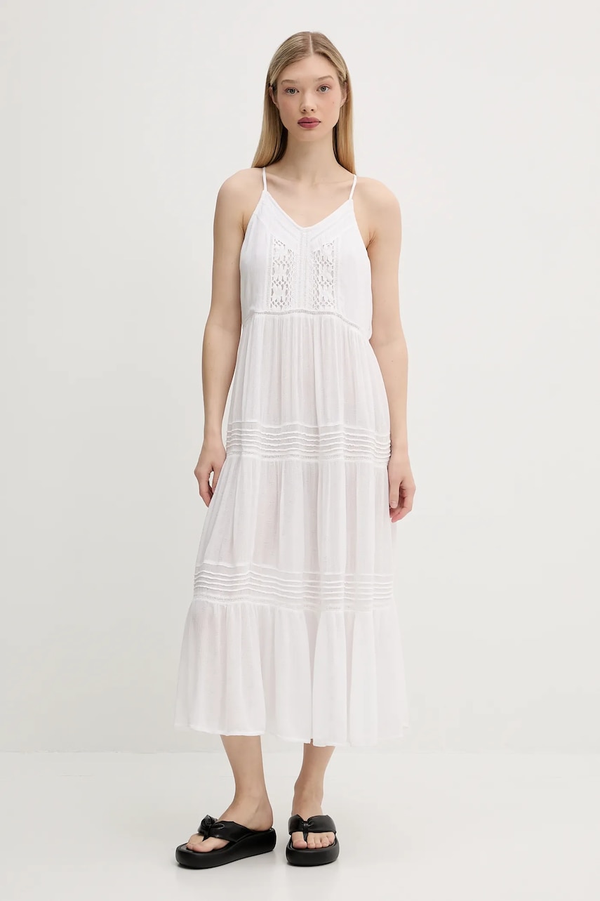 Superdry rochie culoarea alb, maxi, evazată, W8011908A-71D