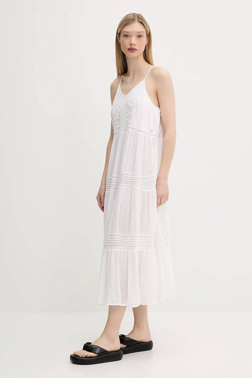 Сукня Superdry колір білий maxi розкльошена W8011908A-71D