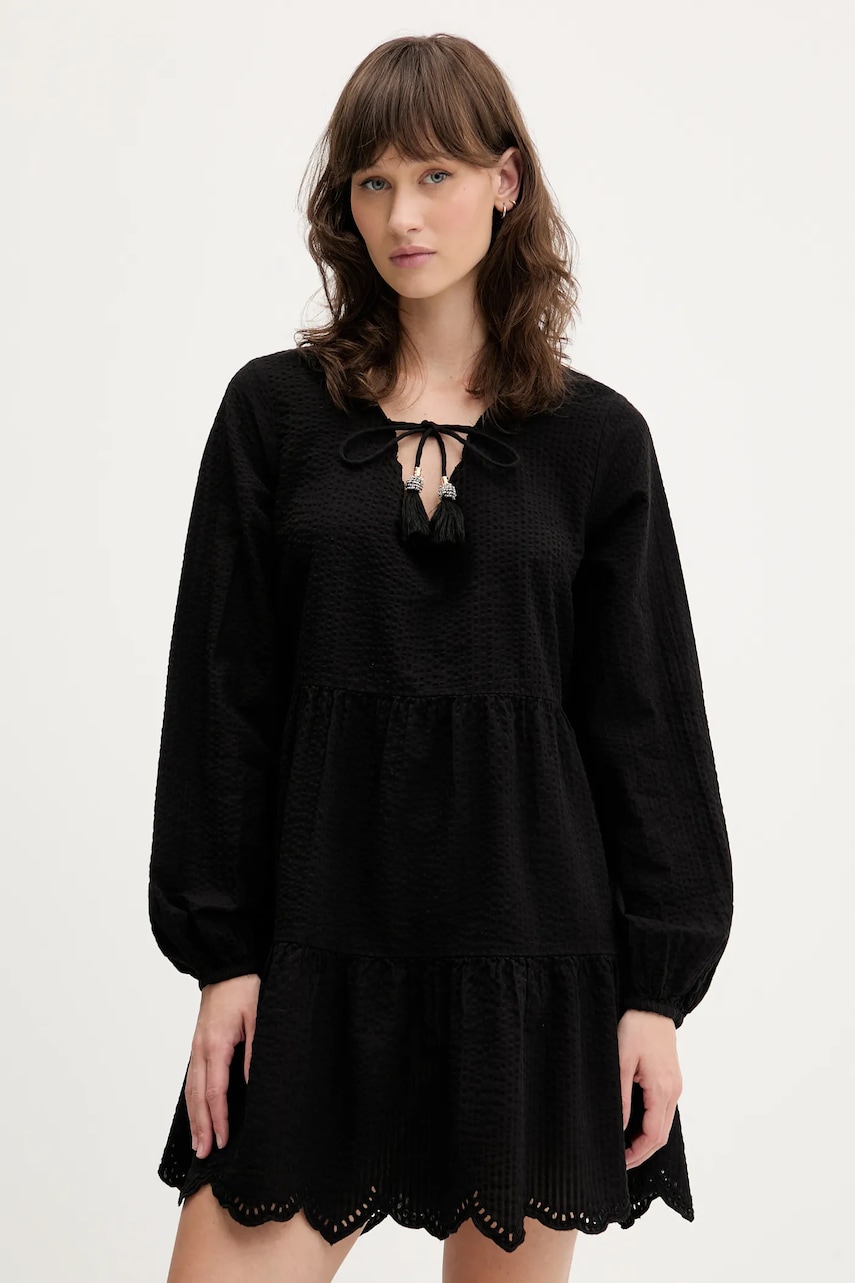 Superdry rochie din bumbac culoarea negru, mini, evazati, W8011914A-02A