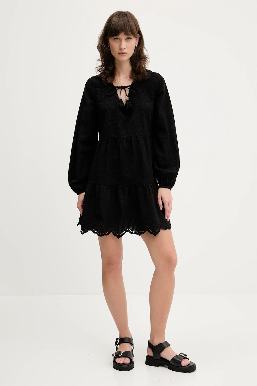 Бавовняна сукня Superdry колір чорний mini розкльошена W8011914A-02A