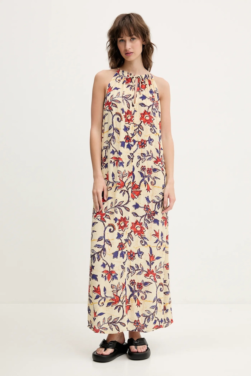 Superdry rochie culoarea bej, maxi, evazati, W8011954A-F7X Superdry rochie culoarea bej, maxi, evazati, W8011954A-F7X