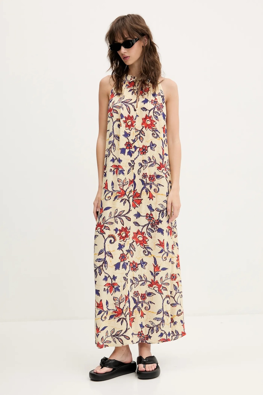Сукня Superdry колір бежевий maxi розкльошена W8011954A-F7X