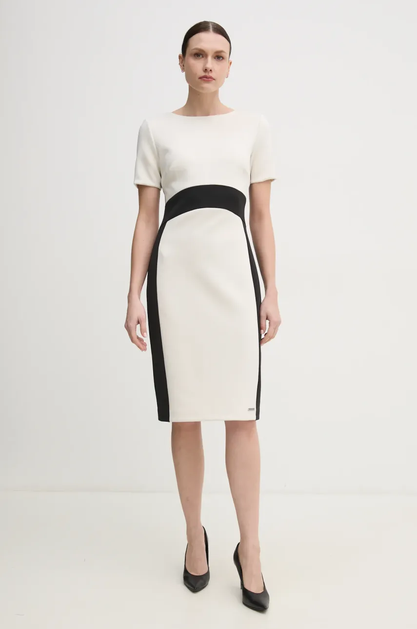 Платье Calvin Klein цвет бежевый mini облегающее K20K208161 Платье Calvin Klein цвет бежевый mini облегающее K20K208161