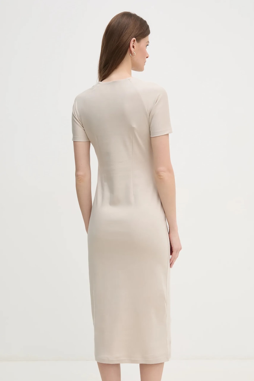 Бавовняна сукня Calvin Klein колір бежевий midi облягаюча K20K208299
