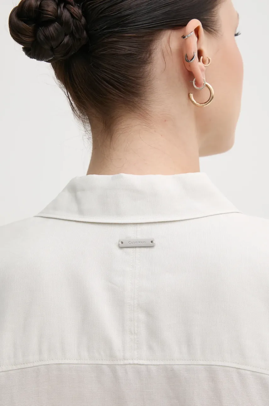 Šaty s prímesou ľanu Calvin Klein