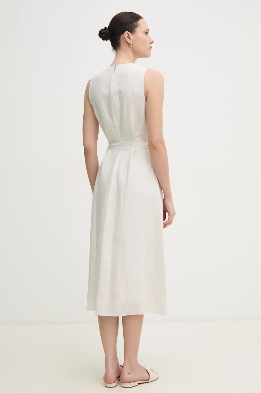 Сукня з домішкою льону Calvin Klein колір бежевий midi розкльошена K20K208424