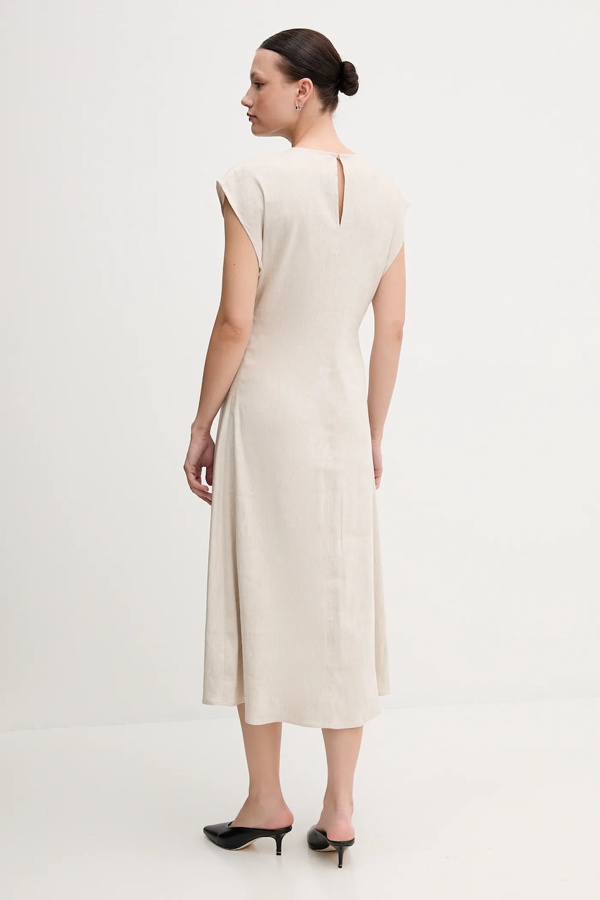 Льняна сукня Calvin Klein колір бежевий midi пряма LV044B041G