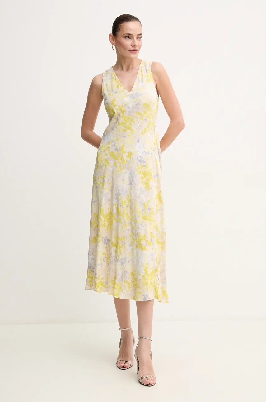 Платье Calvin Klein цвет жёлтый midi расклешённое LV044B059G Платье Calvin Klein цвет жёлтый midi расклешённое LV044B059G