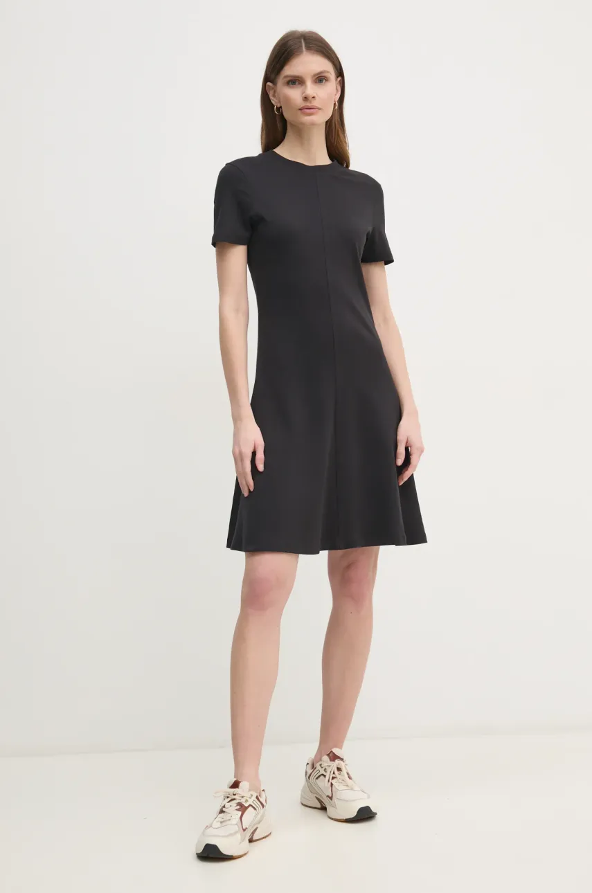 Хлопковое платье Tommy Hilfiger цвет чёрный mini расклешённое WW0WW45521 Хлопковое платье Tommy Hilfiger цвет чёрный mini расклешённое WW0WW45521