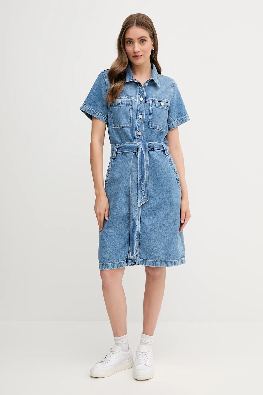 Levně Džínové šaty Tommy Hilfiger modrá barva, mini, WW0WW44380