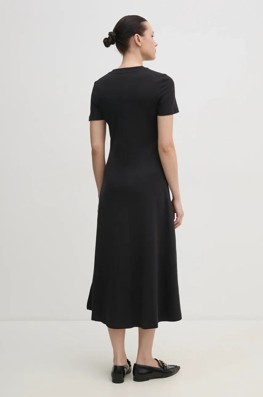 Хлопковое платье Tommy Hilfiger цвет чёрный midi расклешённое WW0WW44547 Хлопковое платье Tommy Hilfiger цвет чёрный midi расклешённое WW0WW44547