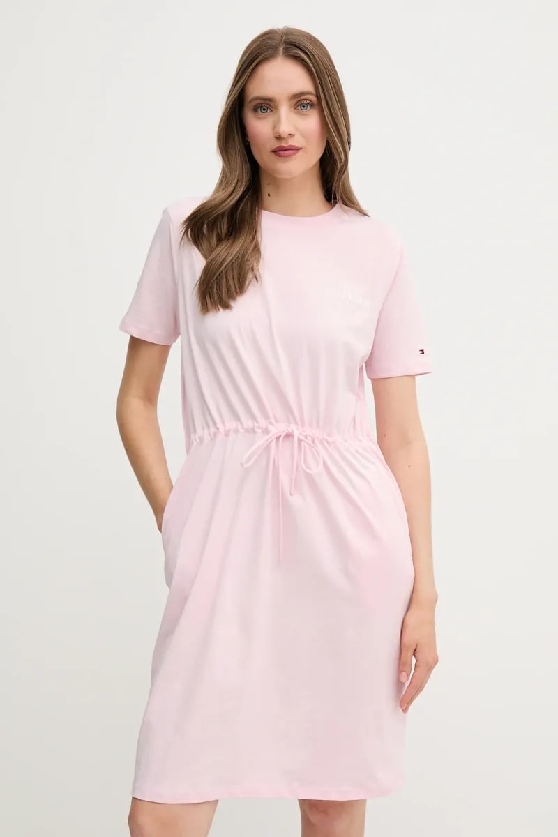 Бавовняна сукня Tommy Hilfiger колір рожевий mini пряма WW0WW45529