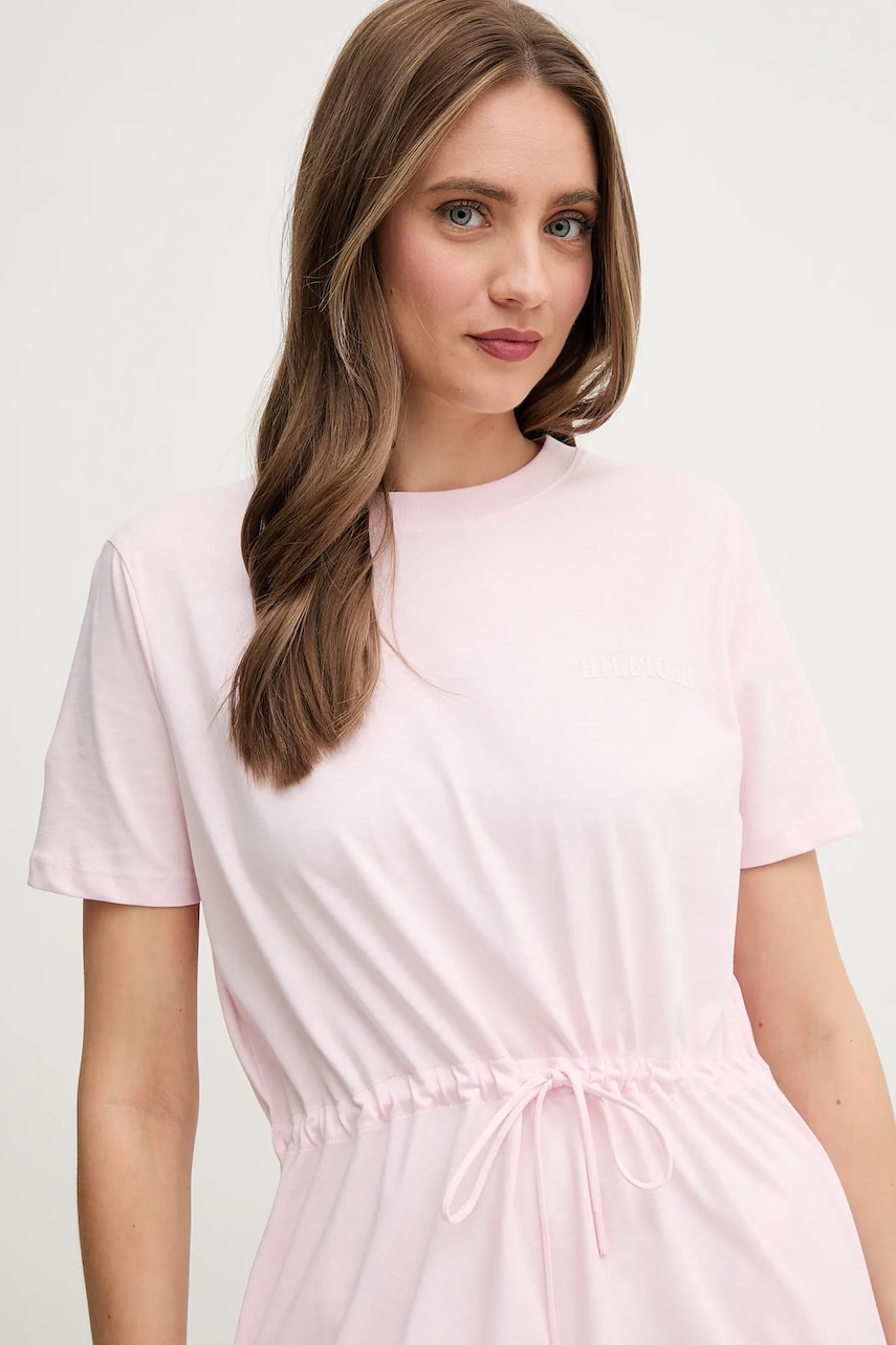 Бавовняна сукня Tommy Hilfiger колір рожевий mini пряма WW0WW45529