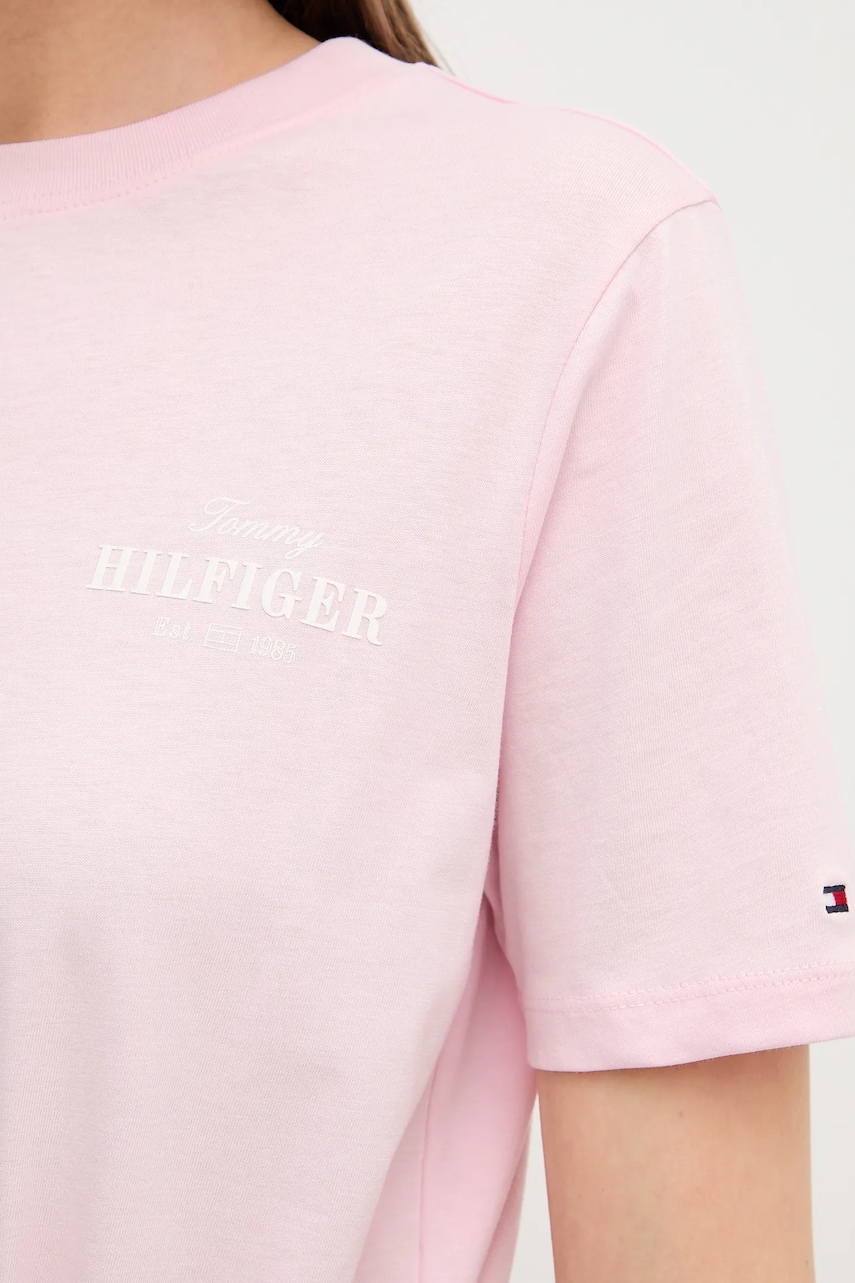 Бавовняна сукня Tommy Hilfiger колір рожевий mini пряма WW0WW45529