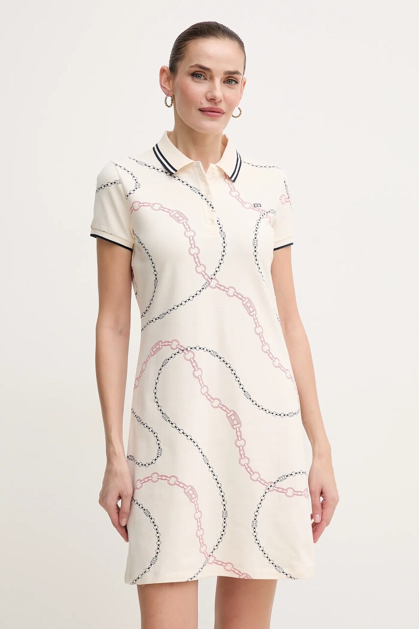 Levně Šaty Tommy Hilfiger béžová barva, mini, WW0WW45532
