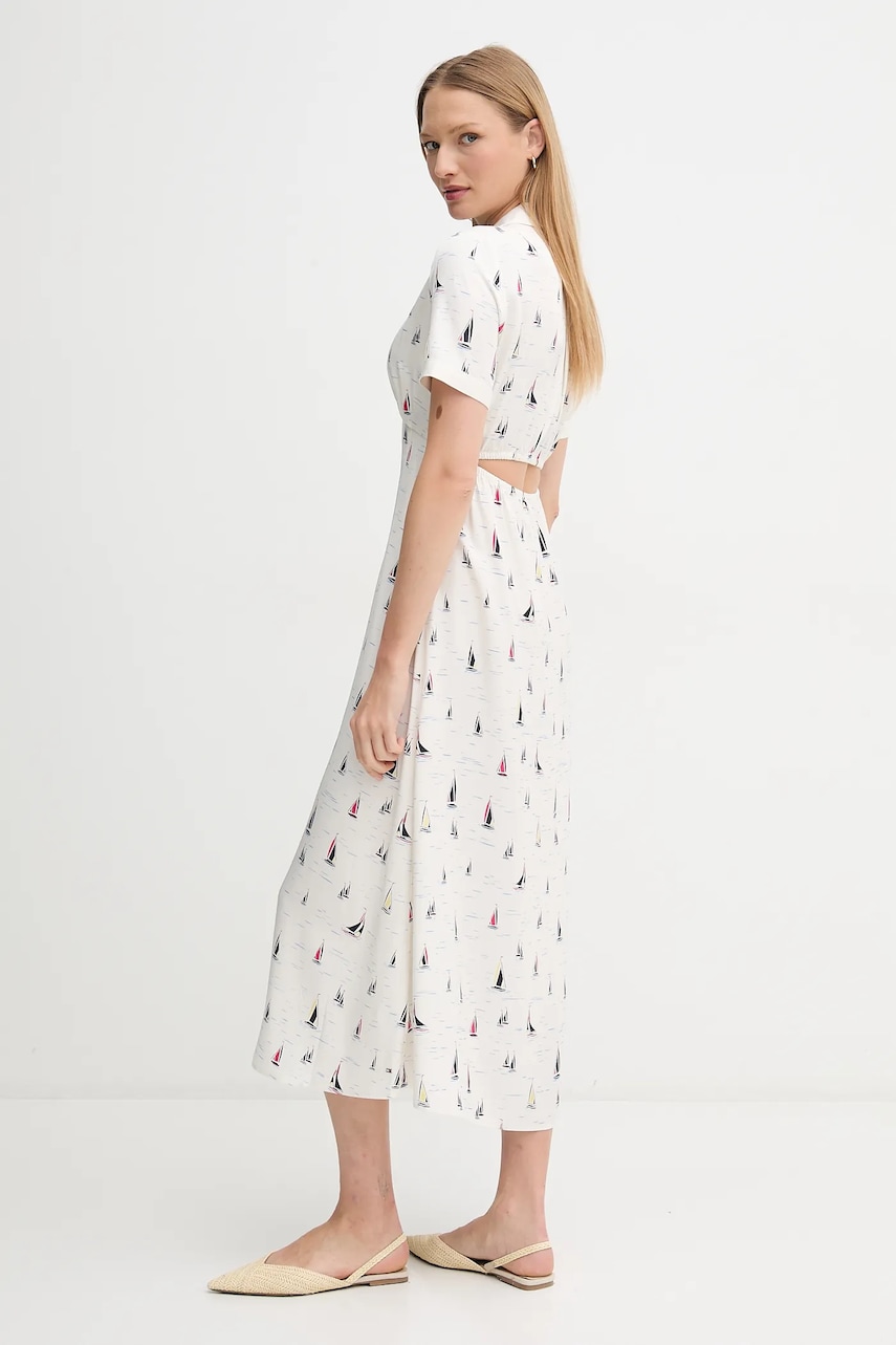 Платье Tommy Hilfiger цвет бежевый midi расклешённое WW0WW44668 Платье Tommy Hilfiger цвет бежевый midi расклешённое WW0WW44668