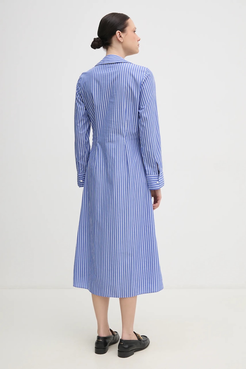 Хлопковое платье Tommy Hilfiger цвет фиолетовый midi расклешённое WW0WW44670 Хлопковое платье Tommy Hilfiger цвет фиолетовый midi расклешённое WW0WW44670