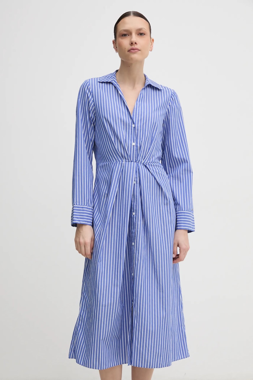 Бавовняна сукня Tommy Hilfiger колір фіолетовий midi розкльошена WW0WW44670