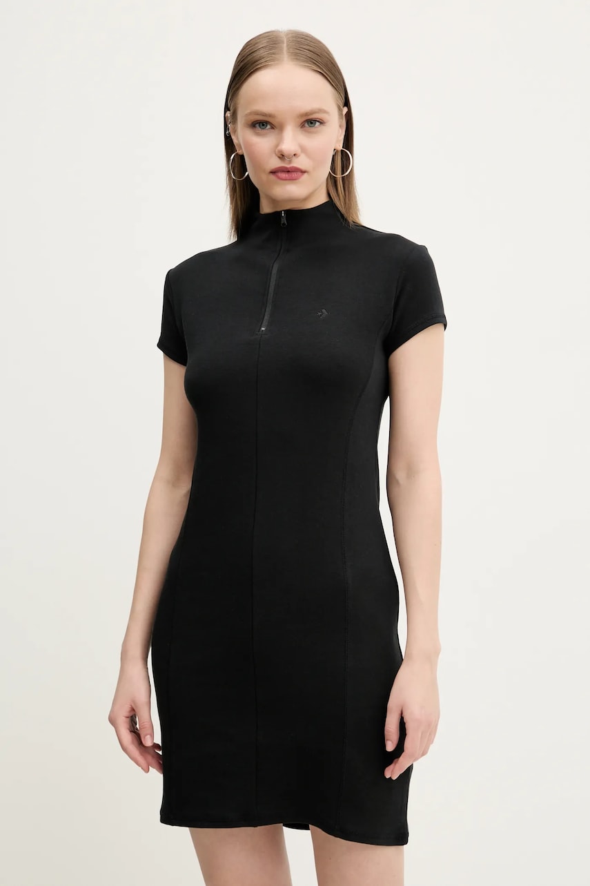 Converse rochie culoarea negru, mini, mulată, 10027393-A02